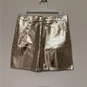 Sans Souci Disco Zip Skirt - Metallic Gold Finish